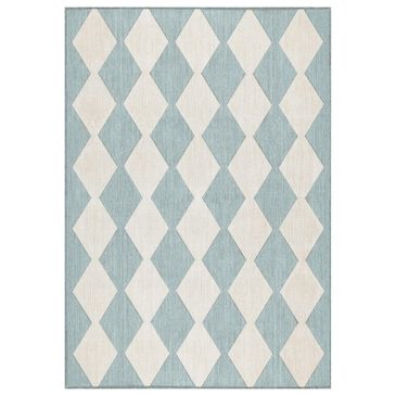 Nourison Positano Geometric Aqua 4" x 6" Indoor/Outdoor Area Rug, , large