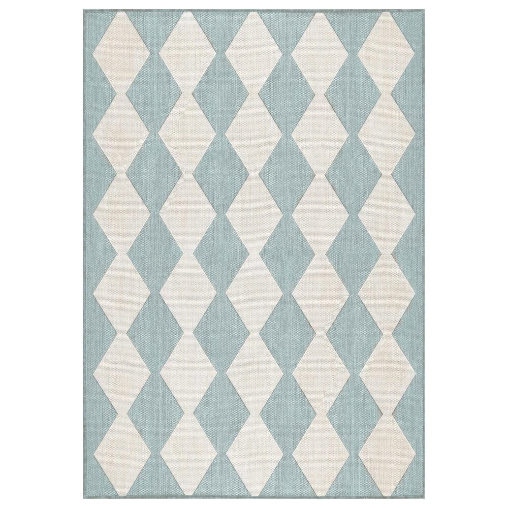 Nourison Positano Geometric Aqua 4" x 6" Indoor/Outdoor Area Rug, , large