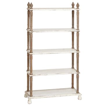 Maple and Jade 75" x 37" Farmhouse Shelving Unit in Distressed White and Brown, , large
