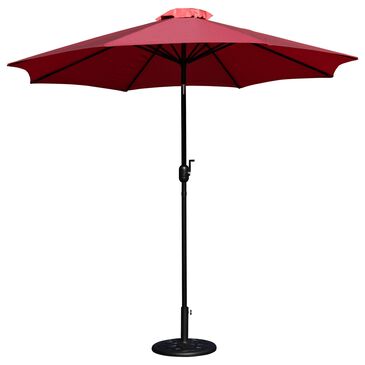 Flash Furniture Kona 9" Crank Umbrella in Red with Black Base, , large