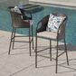 Hearth and Haven Outdoor Bar Stool with Waterproof Cushion in Multi-Brown (Set of 2), , large