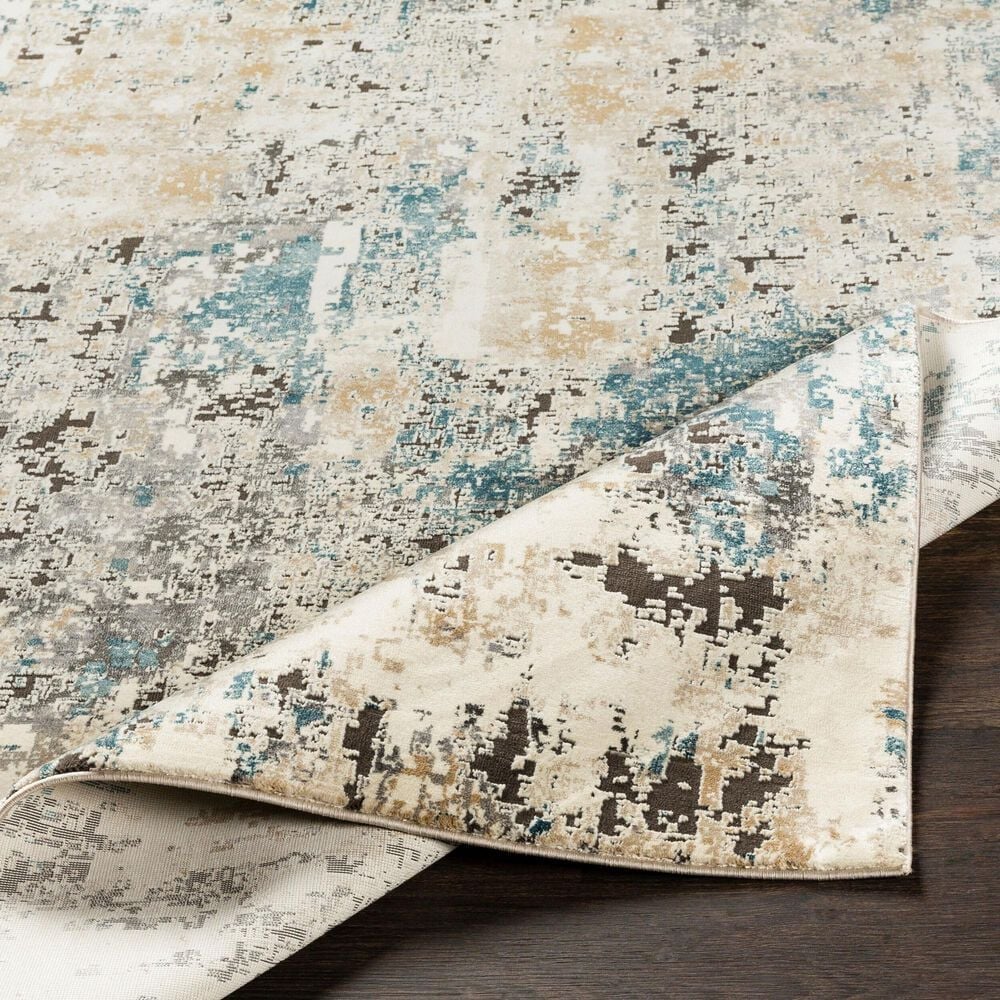 Surya Pune PUN-2301 Tan, Charcoal, Light Beige, Dark Brown, Black, Deep Teal and Sky Blue 2&#39; x 2&#39;11&quot; Area Rug, , large