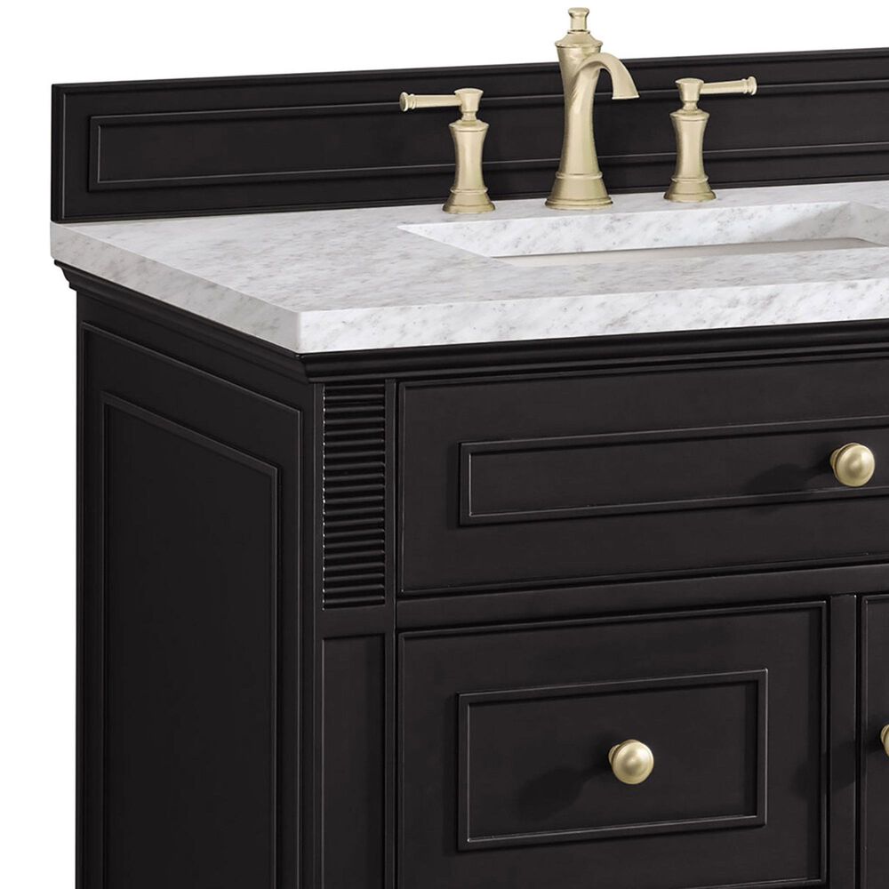James Martin Vanities Lorelai 36&quot; Single Vanity in Black Onyx with 3 cm Carrara White Marble Top, , large