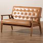 Baxton Studio Sorrento Stationary Loveseat in Tan, , large