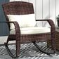 Hearth and Haven Outdoor Adirondack Rocking Chair with Dark Brown Frame in Cream White, , large