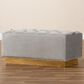 Baxton Studio Powell Storage Ottoman in Grey and Gold, , large