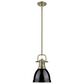 Golden Lighting Duncan 1-Light Small Pendant with Rod and Black Shade in Aged Brass, , large