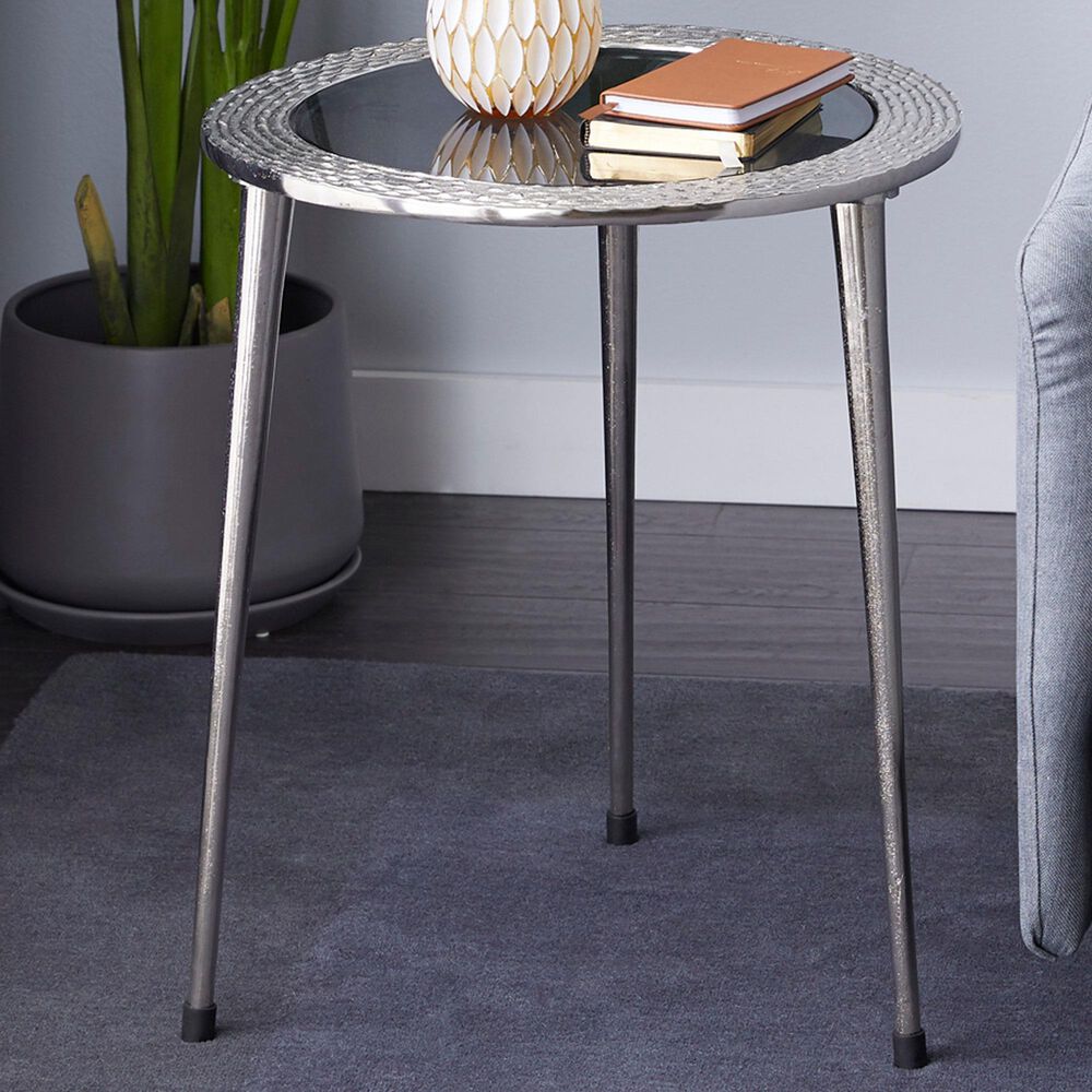 Maple and Jade Modern Leg Accent Table in Silver, , large