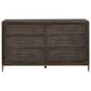 Furniture Worldwide Montclair 6-Drawer Dresser and Mirror in Medium Brown and Smoked Gold, , large