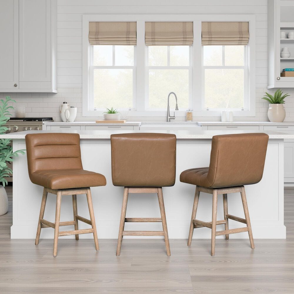 Armen Living Elias 26" Swivel Counter Height Stool in Washed Wood, , large