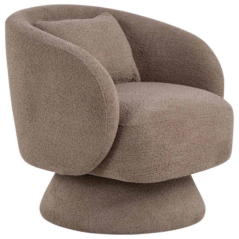 LumiSource Zara Swivel Accent Chair with Pillow in Taupe, , large