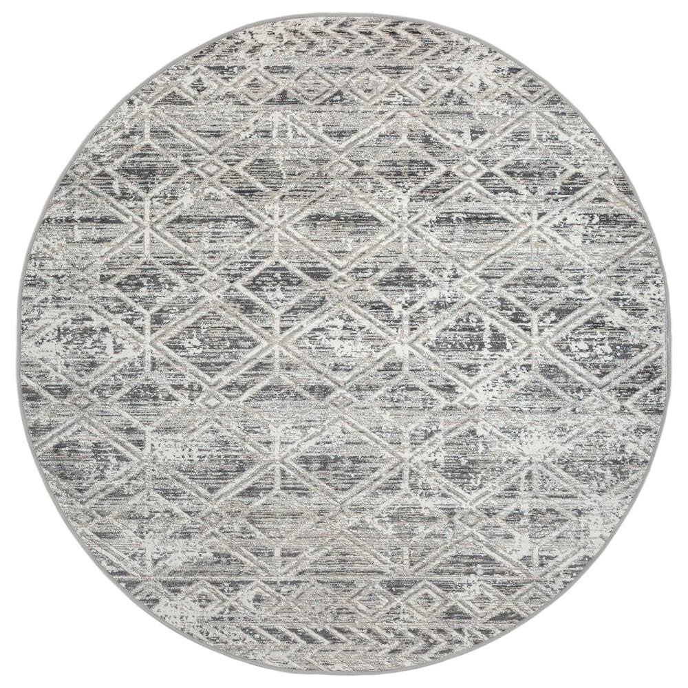 Radici USA Livigno Southwestern 5"3" Round Grey Area Rug, , large