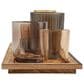 Creative Coop 10-Piece Wood Tray with 9 Glass Votive Holder Set in Brown, , large