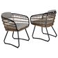 Hearth and Haven Outdoor Wicker Dining Chair with Adjustable Legs in Beige (Set of 2), , large
