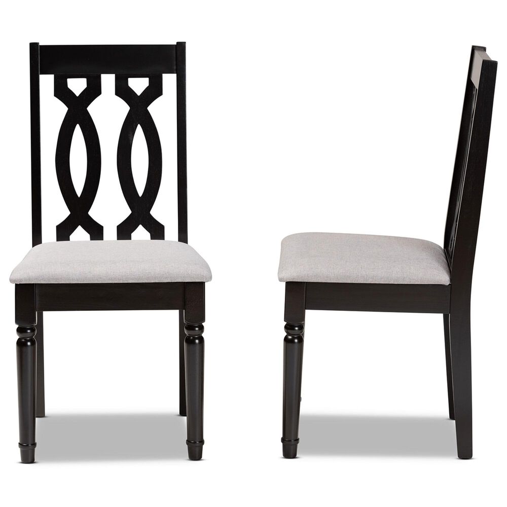 Baxton Studio Cherese Side Chair with Grey Cushion in Dark Brown (Set of 2), , large