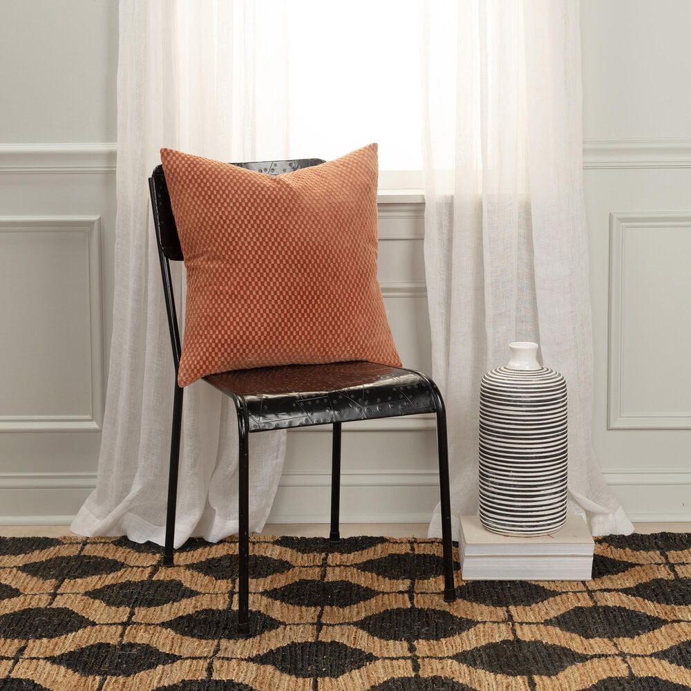 Rizzy Home 20&quot; x 20&quot; Geometric Down Filled Throw Pillow in Terra Cotta, , large