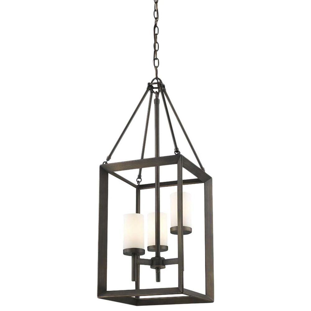 Golden Lighting Smyth 3-Light Pendant in Gunmetal Bronze with Opal Glass, , large