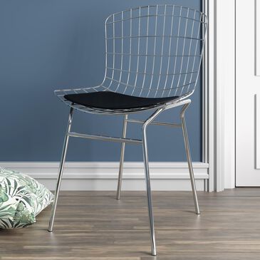 Dayton Madeline Metal Chair with Seat Cushion in Silver/Black, , large