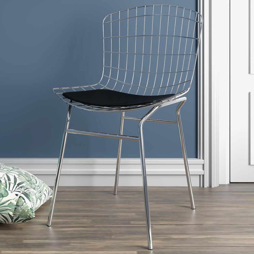 Dayton Madeline Metal Chair with Seat Cushion in Silver/Black, , large