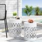 Hearth and Haven Cylindrical-Shaped Iron Patio End Table in White (Set of 2), , large