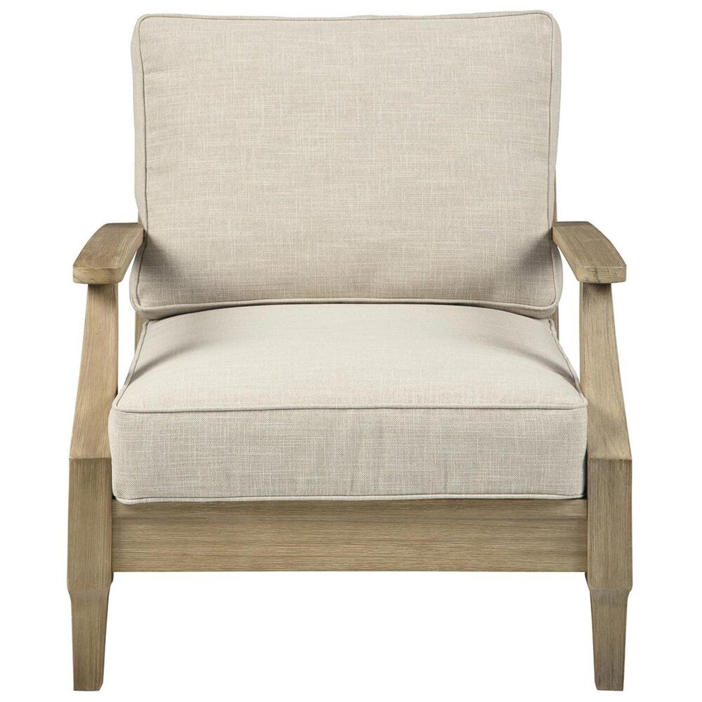 Ashley Clare View Lounge Chair with Beige Cushion in Antique Teak, , large