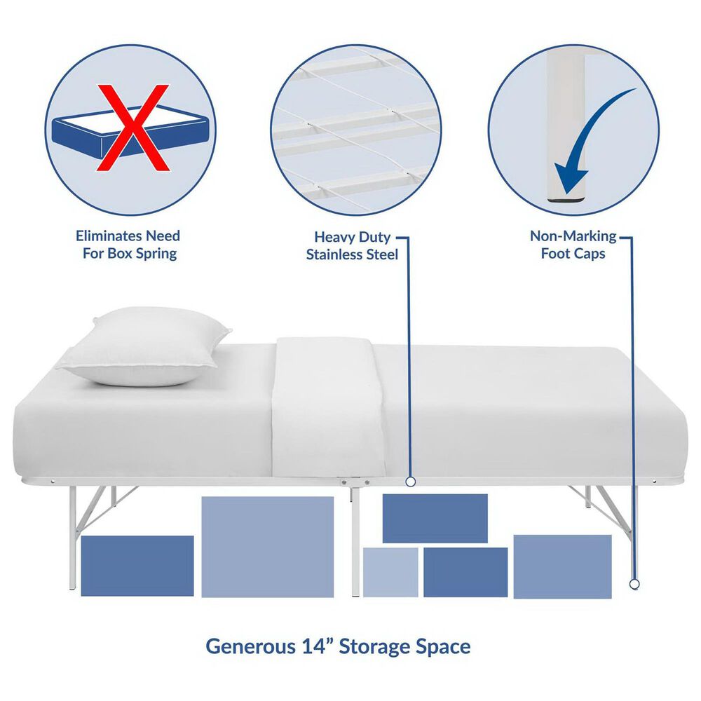 Modway Horizon Platform Twin Bed Frame in White, , large