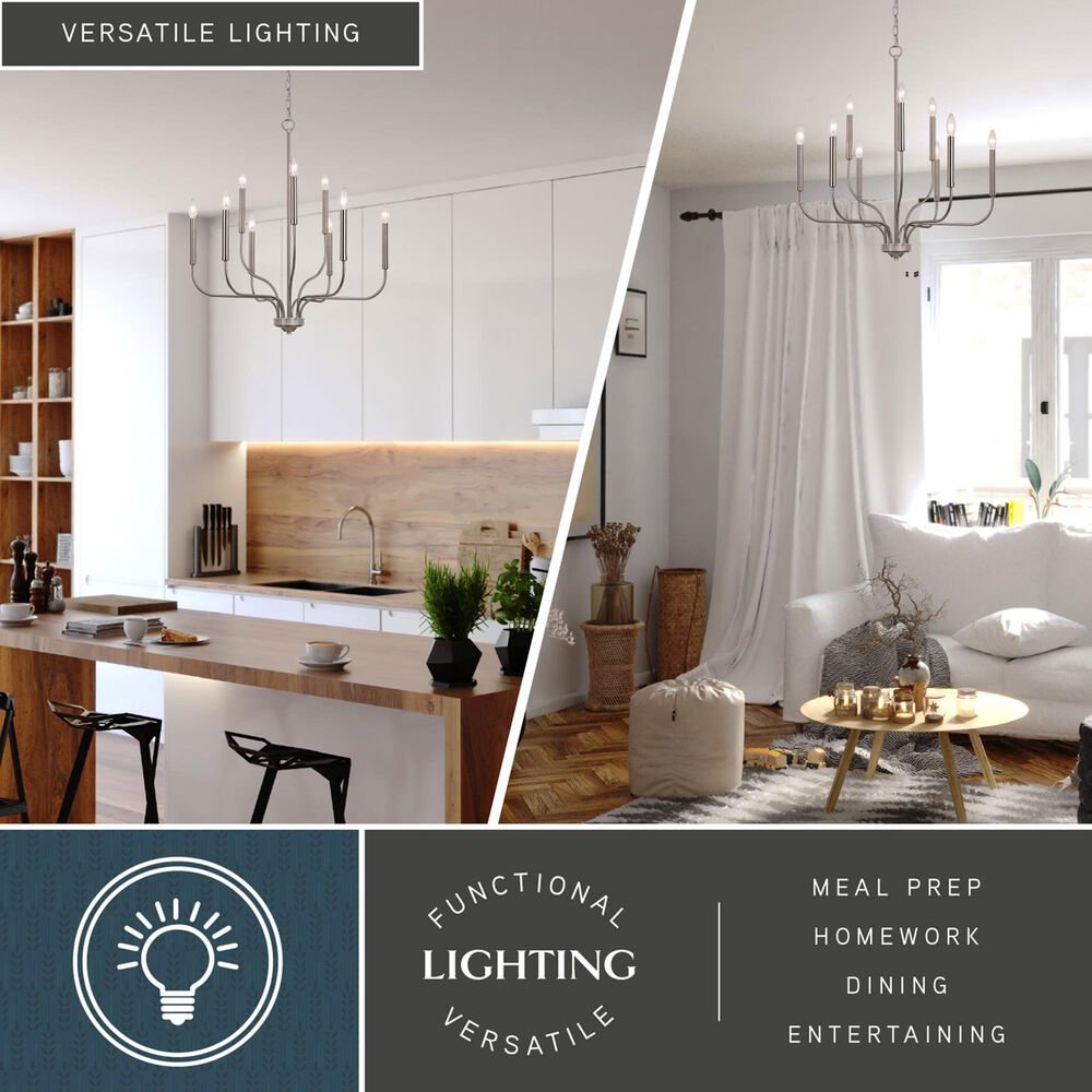 Vaxcel Harris 9-Light Chandelier in Satin Nickel, , large