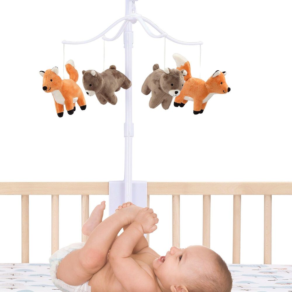 Lambs &amp; Ivy Sleepytime Bear Musical Baby Crib Mobile Soother Toy in Rust and Brown, , large