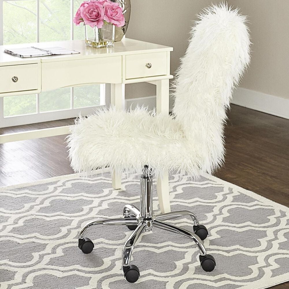 Linden Boulevard Flokati Armless Office Chair in Faux Fur, , large