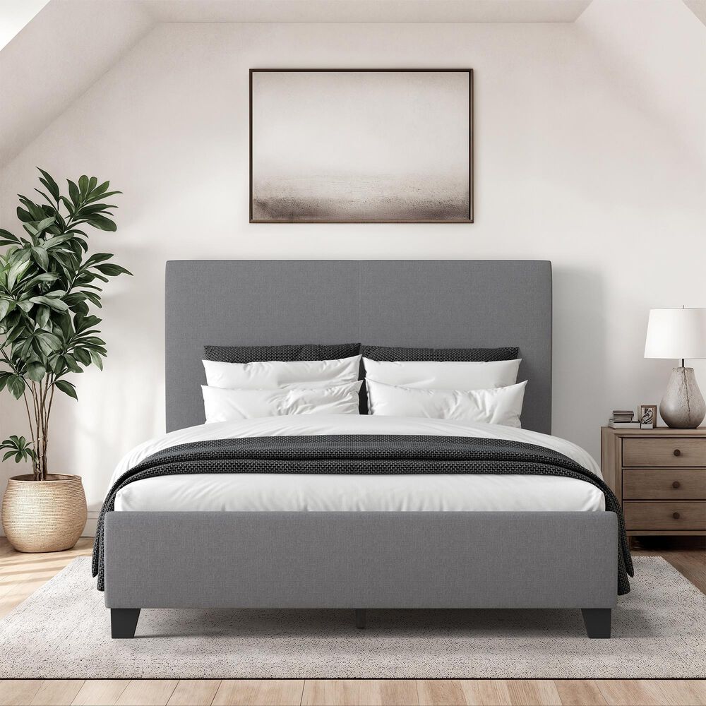 CorLiving Twin Upholstered Platform Bed in Gray, , large