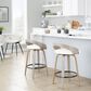 LumiSource Grotto 26" Swivel Counter Stool with White Faux Leather Upholstery in Light Grey and Black (Set of 2), , large