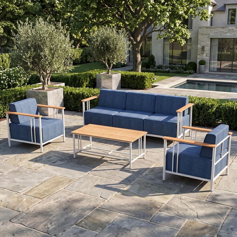 Sunwell Garden 4-Piece Patio Chat Set in Blue, , large
