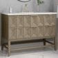 James Martin Vanities Emmeline 48" Single Vanity in Pebble Oak with 3 cm Ethereal Noctis Quartz Top, , large