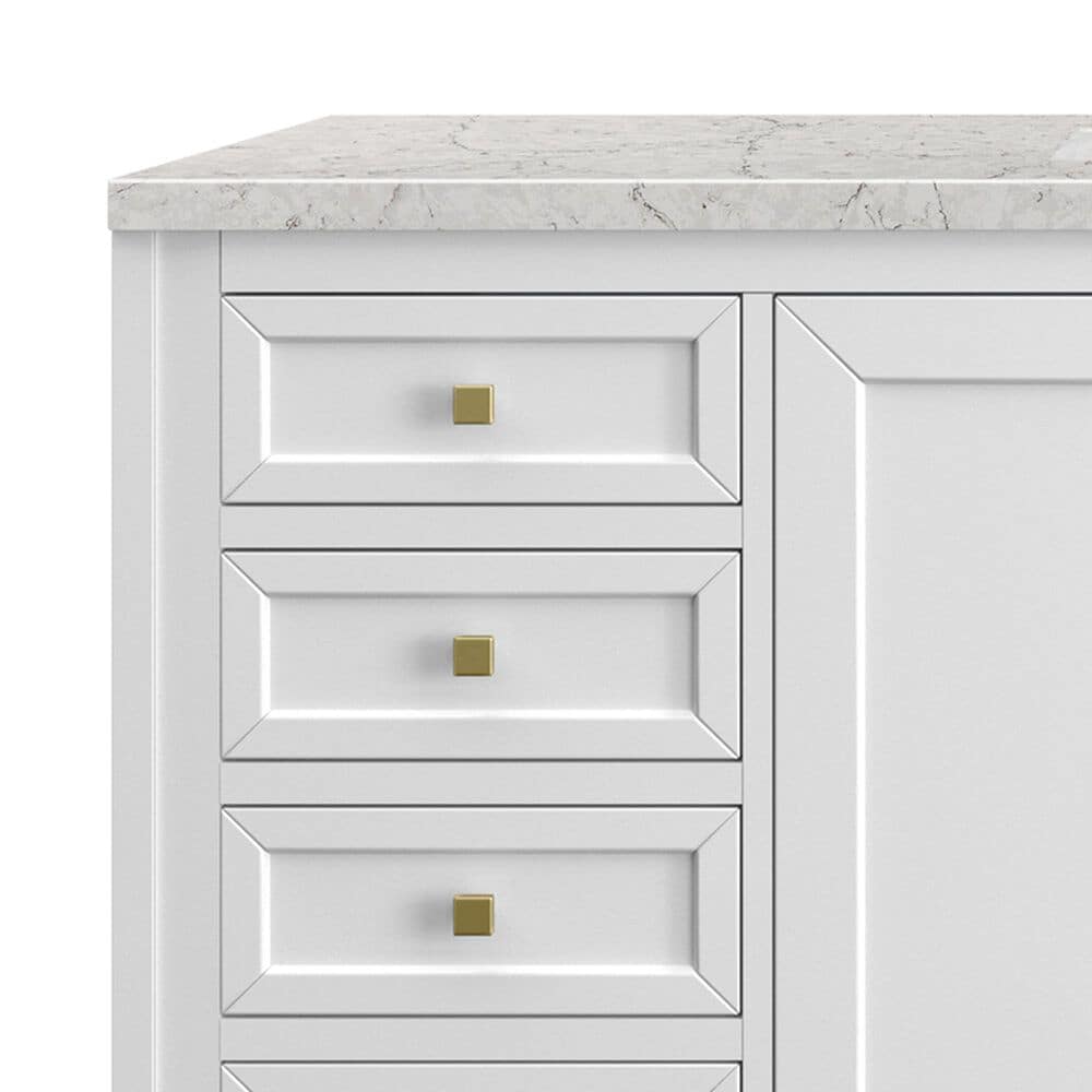 James Martin Vanities Chicago 60" Single Bathroom Vanity in Glossy White with 3 cm Eternal Jasmine Pearl Quartz Top, Rectangular Sink and FreePower Wireless Charger, , large