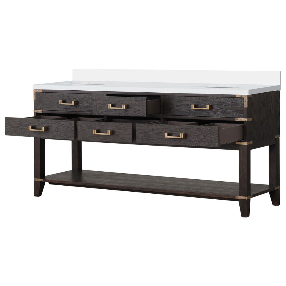 Lexora Home Norwalk 72&quot; Double Bathroom Vanity in Brown Oak with White Cultured Marble Top  and Rectangle Sink, , large