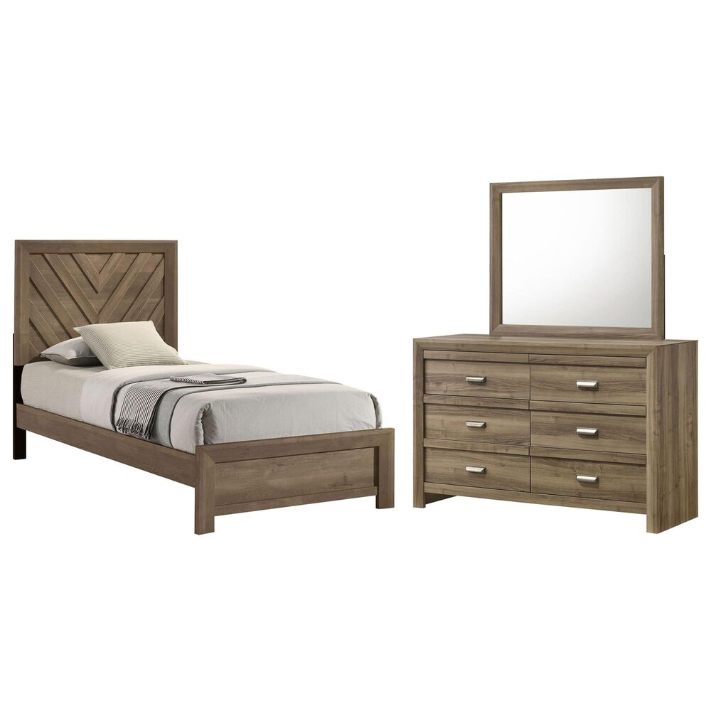 Crown Mark Valor 3-Piece Twin Bedroom Set in Light Brown, , large
