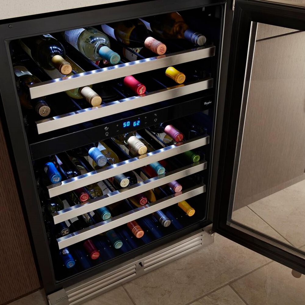 Whirlpool 24&quot; Wide Undercounter Wine Center with 46 Bottle Wine Storage in Stainless Steel, , large