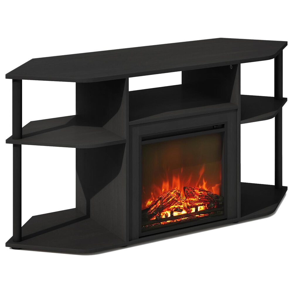 HOMLUX 47" Corner TV Stand with No Heat Electric Fireplace in Americano and Black, , large