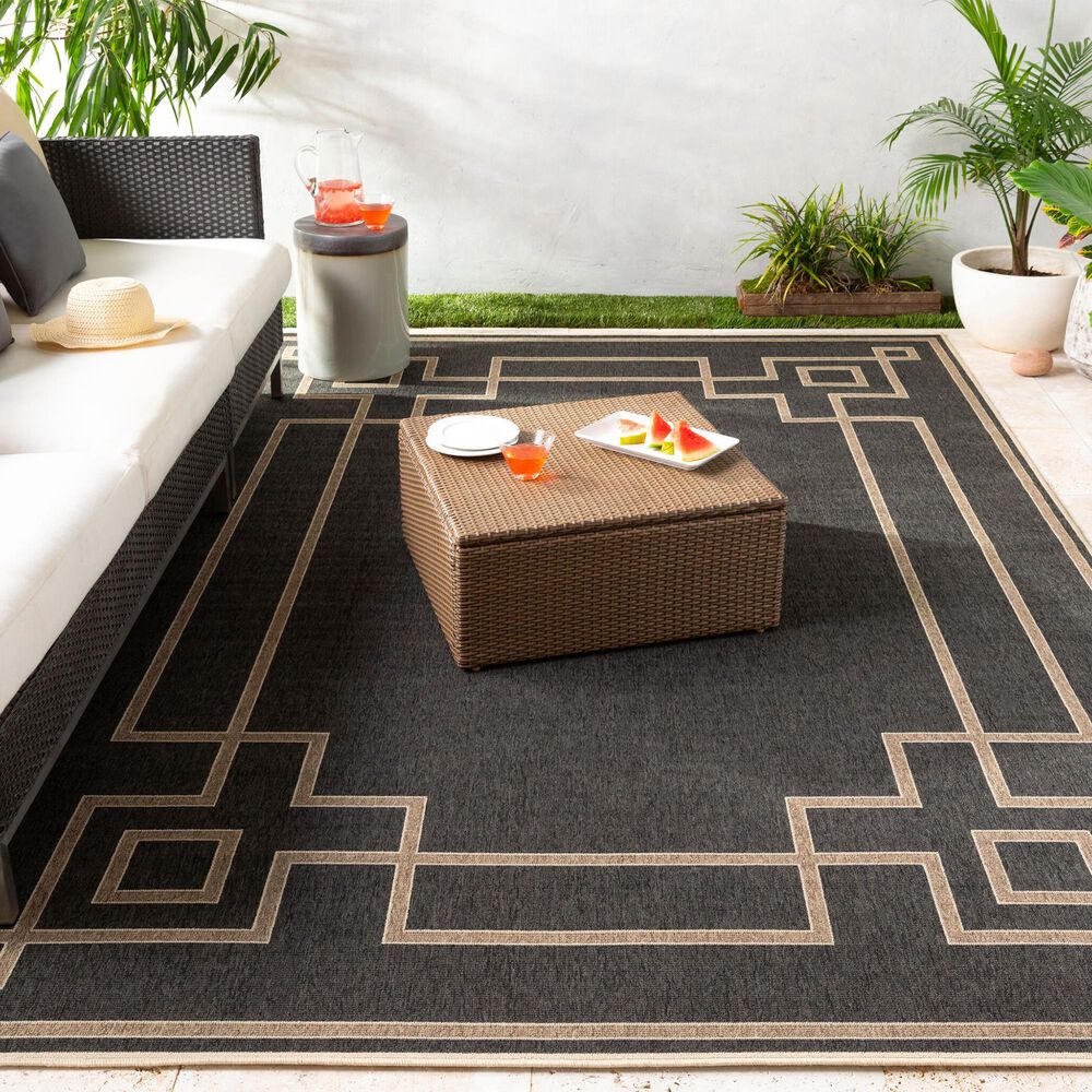 Surya Alfresco 5&#39;11&quot; x 8&#39;10&quot; Black, Brown and Beige Indoor/Outdoor Area Rug, , large