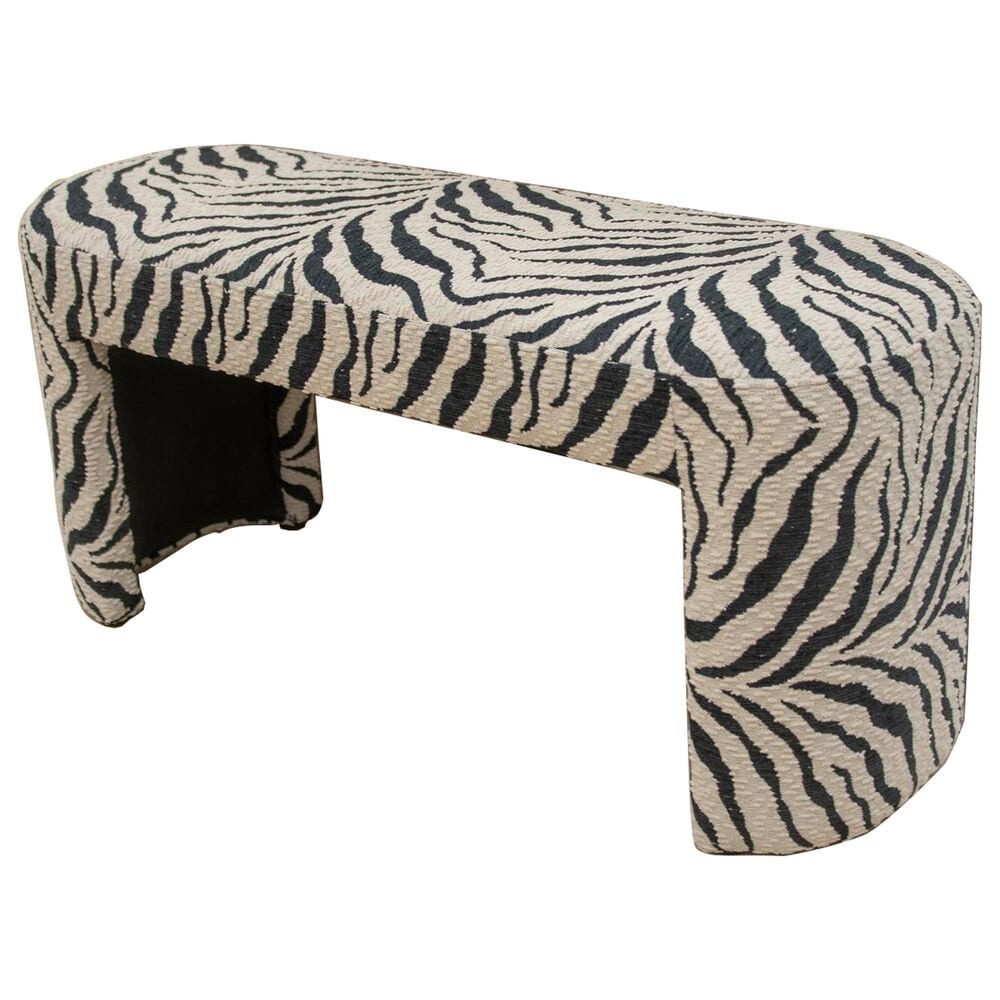 Steve Silver Furniture Savanna Jessica Simpson Savanna Zebra Upholstered Bench in Cream and Black, , large