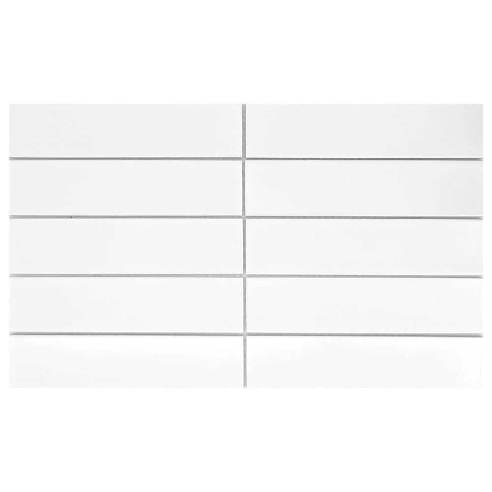 Emser Kaizen White 2" x 8" Rectangle on 9" x 15" Satin Porcelain Mosaic Sheet, , large