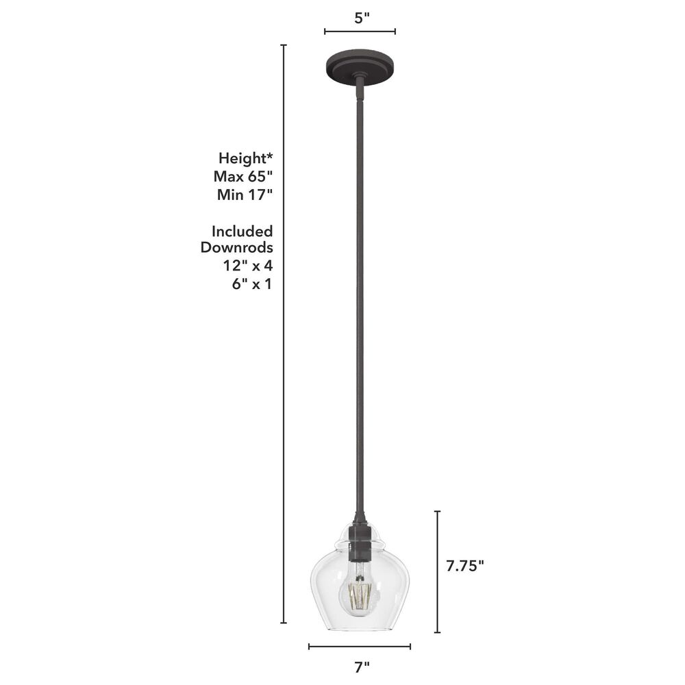 Hunter Dunshire 6.75&quot; 1-Light Mini Pendant with Clear Shade in Noble Bronze, , large