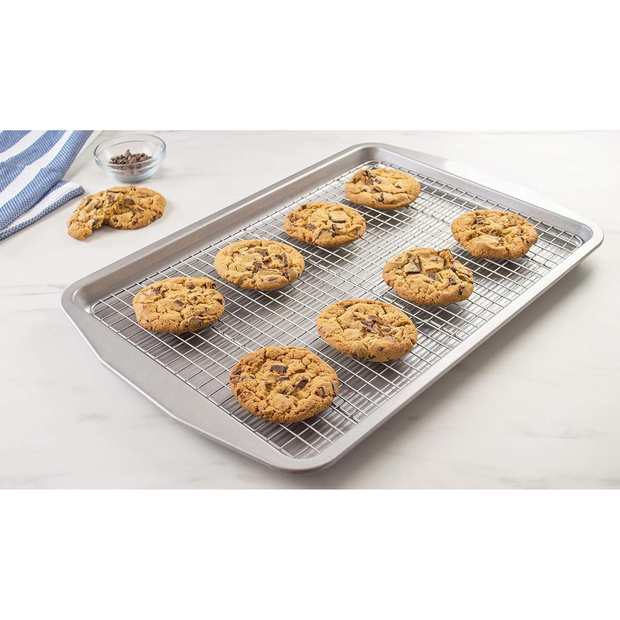 USA Pan 49.5 x 34.3 Half Sheet Baking Pan with Cooling Rack in Silver Shop NFM