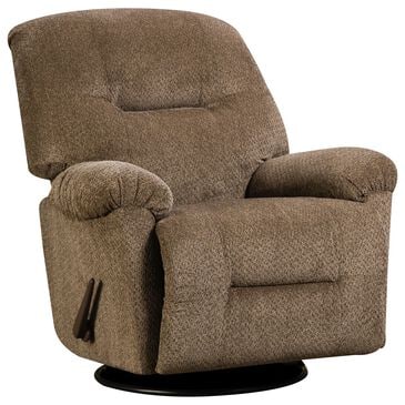 American Furniture Manufacture Swivel Rocking Recliner in Hudson Chocolate, , large