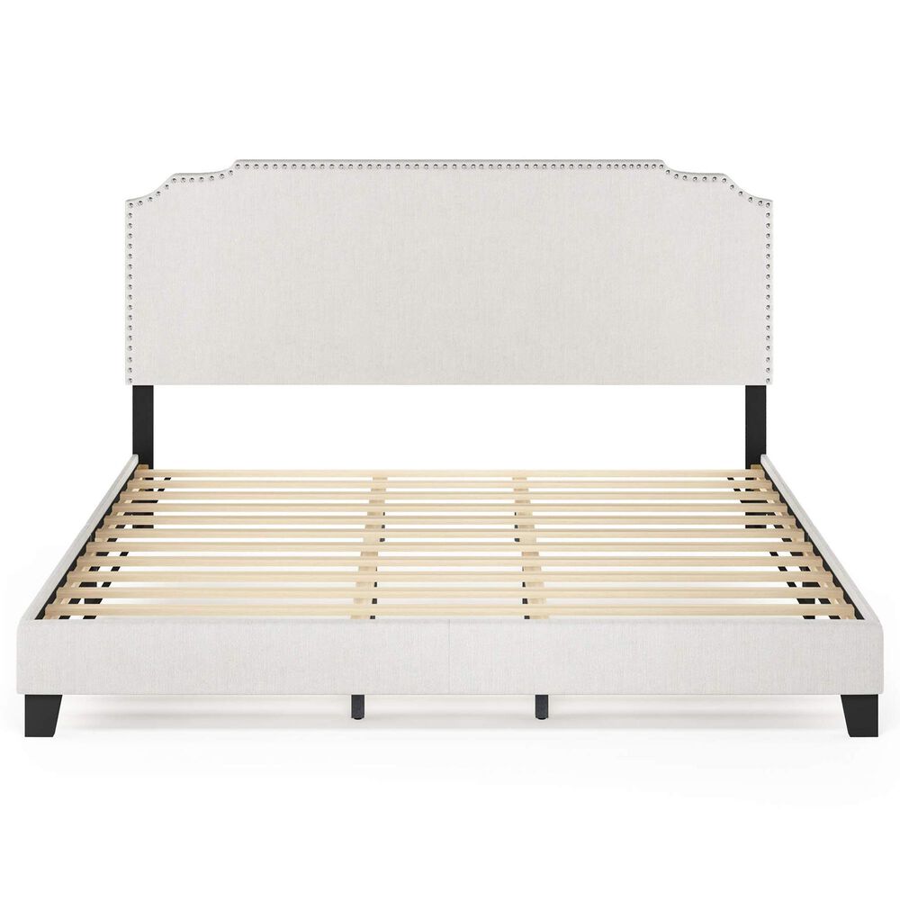 HOMLUX Nadia King Platform Bed Frame in Gray, , large