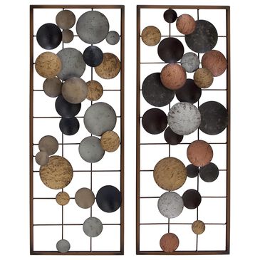 Maple and Jade 29" x 11" Wall Decor in Gray, Silver, Copper, Orange and Black (Set of 2), , large