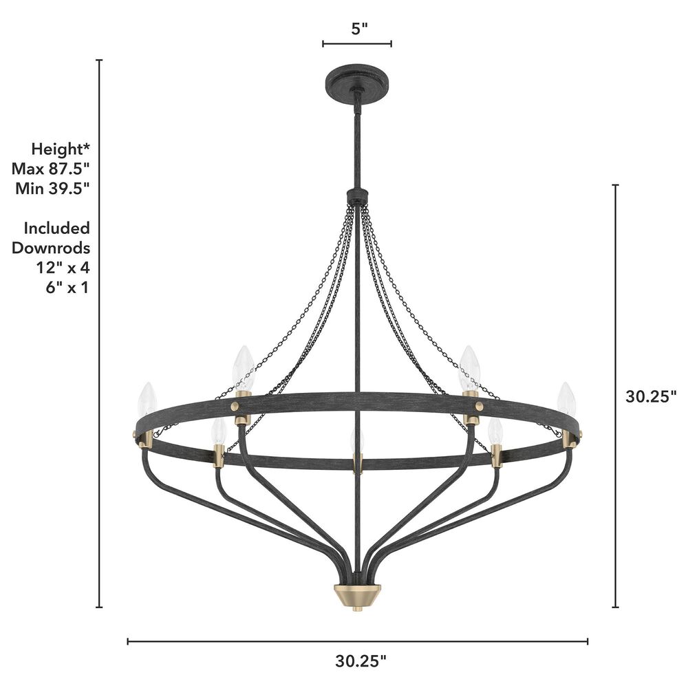 Hunter Merlin 7-Light Chandelier in Rustic Iron and Alturas Gold, , large