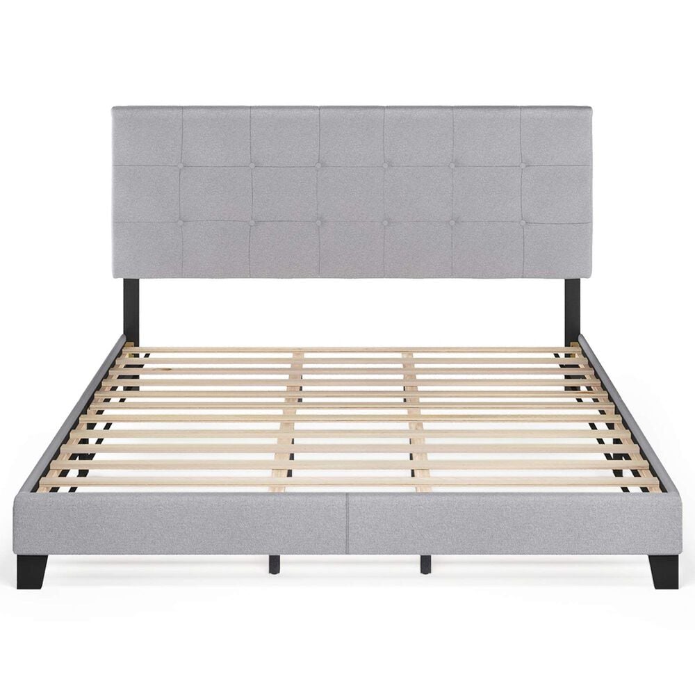 HOMLUX Laval California King Upholstered Platform Bed Frame in Glacier, , large