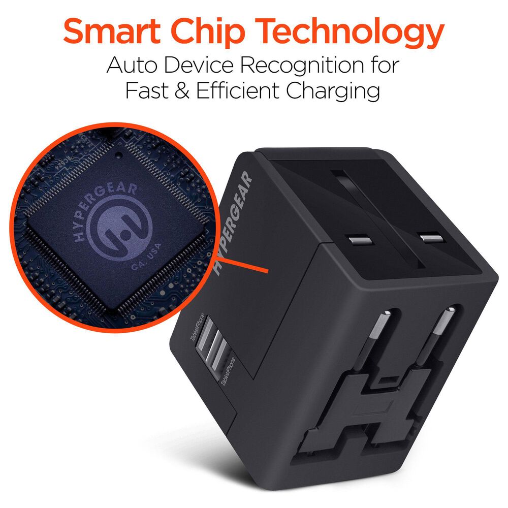 Hypercel All-In-One World Travel Adapter in Black, , large