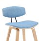 Armen Living Fox Bar Height Stool with Light Blue Upholstery in Patterned Oak, , large